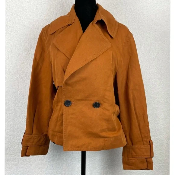 VINCE • Dark Sienna Cropped Linen-Cotton Jacket, S - Picture 10 of 16